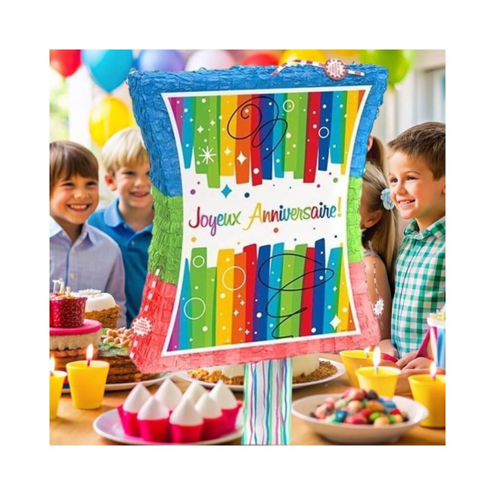 Piñata à Tirer Joyeux Anniversaire 46 x 36 cm - U65999 - Piñatas