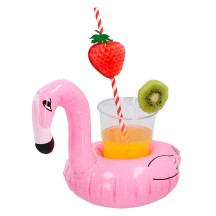 Porte-gobelet gonflable flamant rose – accessoire piscine été