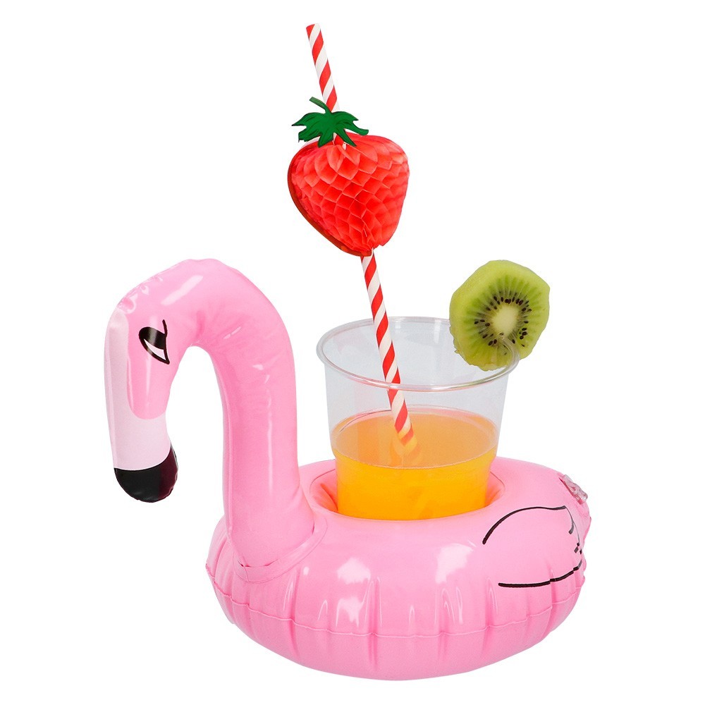 Porte-gobelet gonflable flamant rose – accessoire piscine été