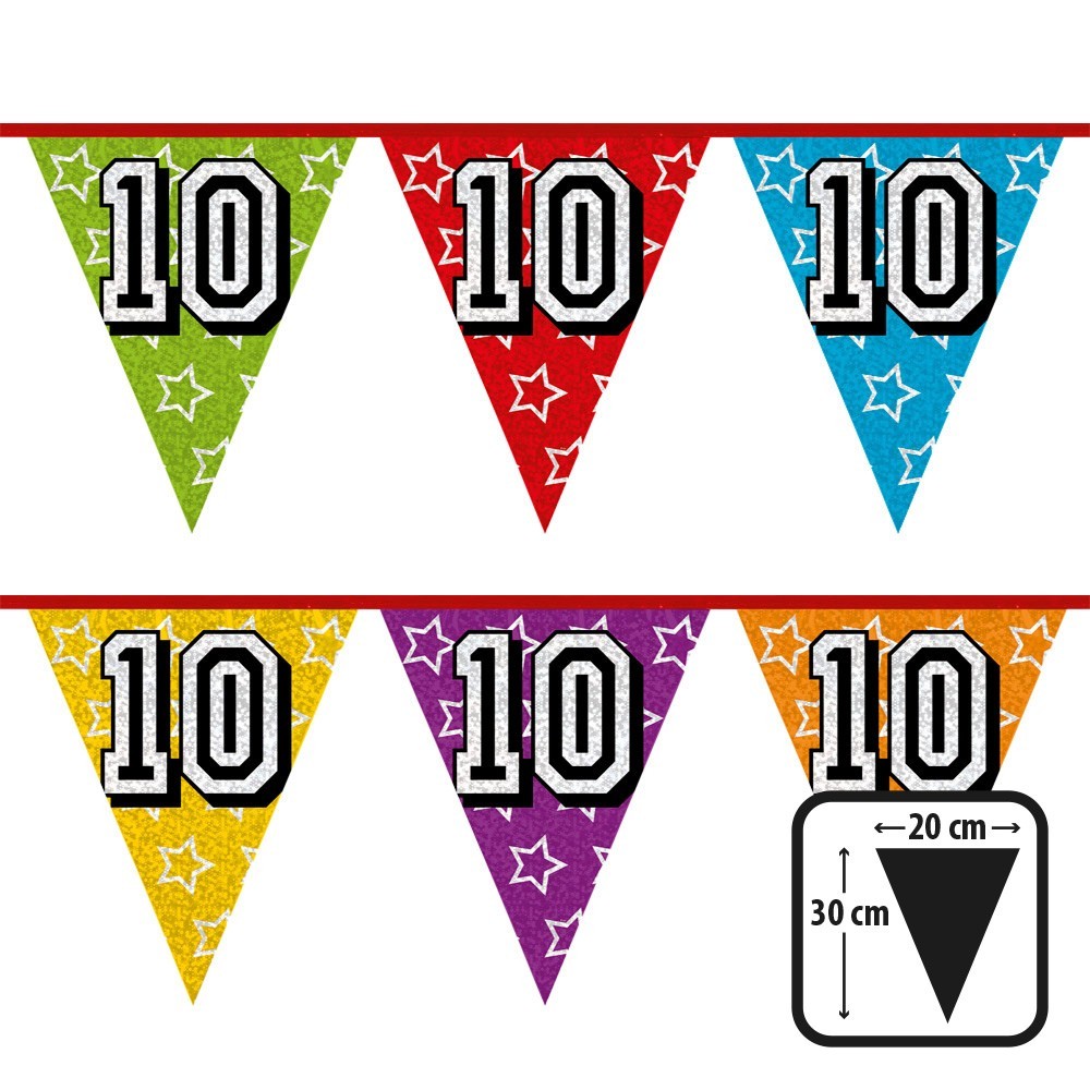 Guirlande holographique 10 ans pas cher | Décoration anniversaire Fiesta Factory