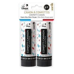 Canon à confettis papier - 11 cm - bleu, blanc, rouge - lot de 2 - 28014 - Canons à confettis