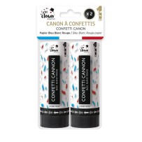 Canon à confettis papier - 11 cm - bleu, blanc, rouge - lot de 2 - 28014 - Canons à confettis
