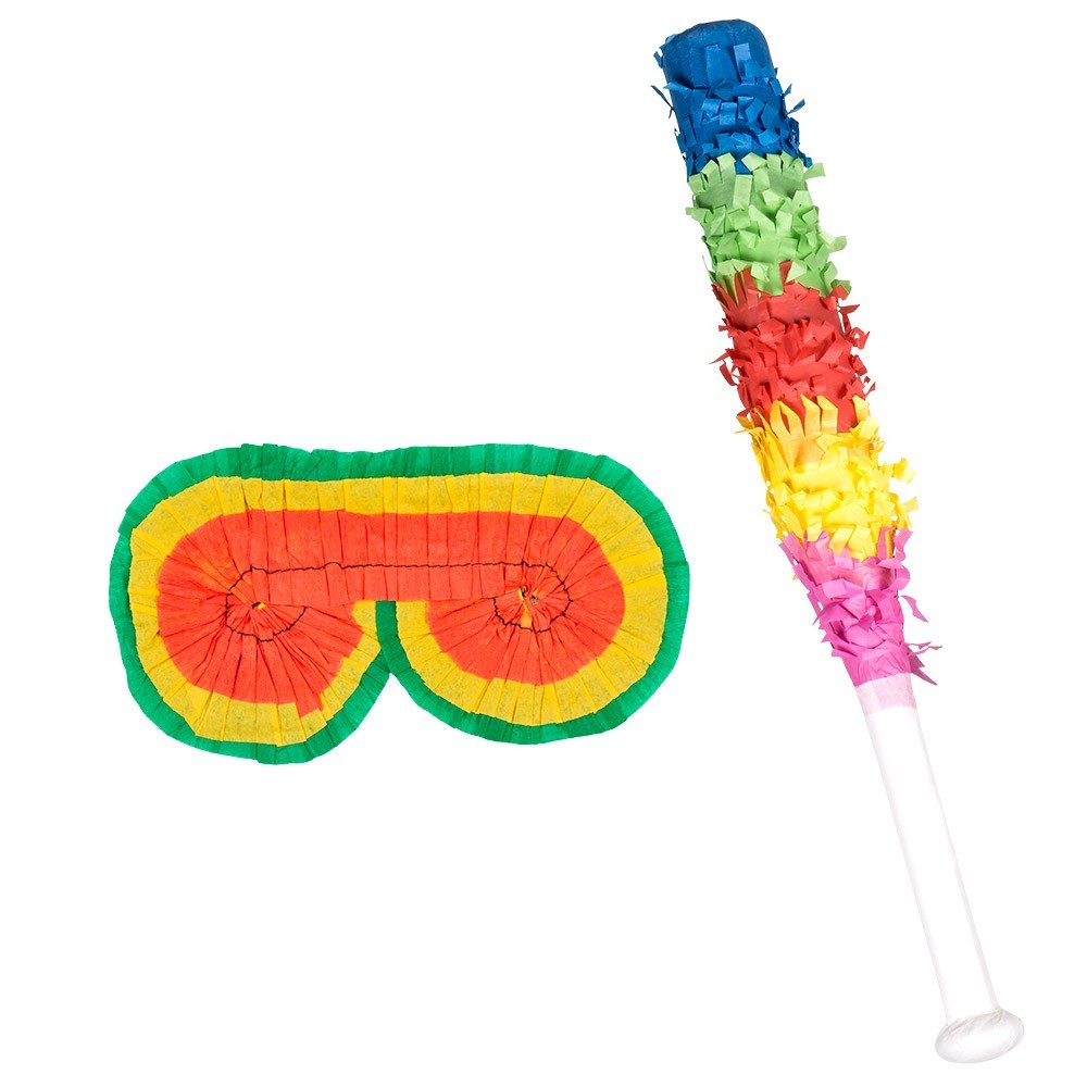 Set piñata pas cher – bandeau et bâton 43 cm