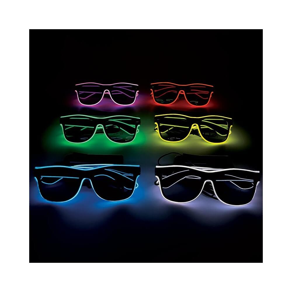 Lunettes LED Lumineuses – 6 Coloris Assortis - 47026 - Lunettes fantaisie