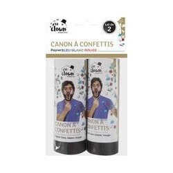 Canon à confettis papier - 11 cm - bleu, blanc, rouge - lot de 2 - 28014 - Canons à confettis