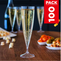 Pack 100 flûtes luxe 13,5 cl. Lavables - Réutilisables
