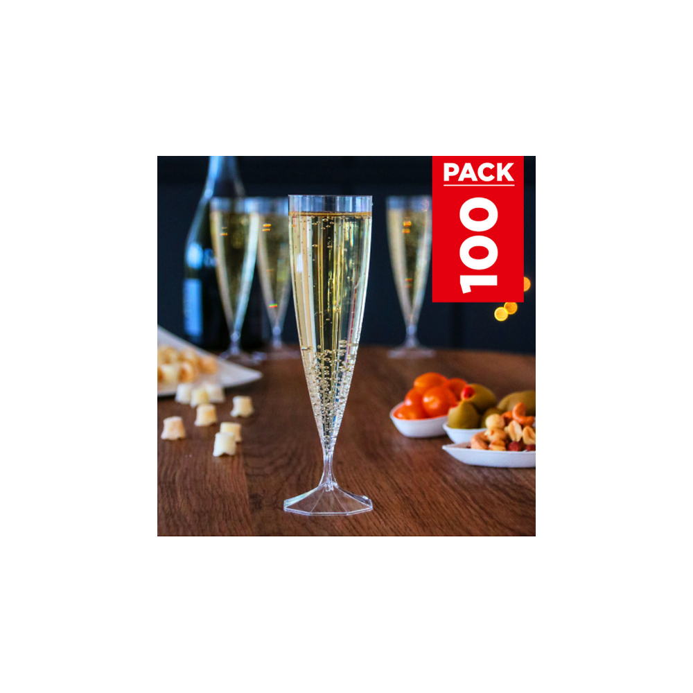 Pack 100 flûtes luxe 13,5 cl. Lavables - Réutilisables