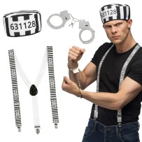 Set Prisonnier avec Menottes et Bretelles pas cher | Fiesta Factory