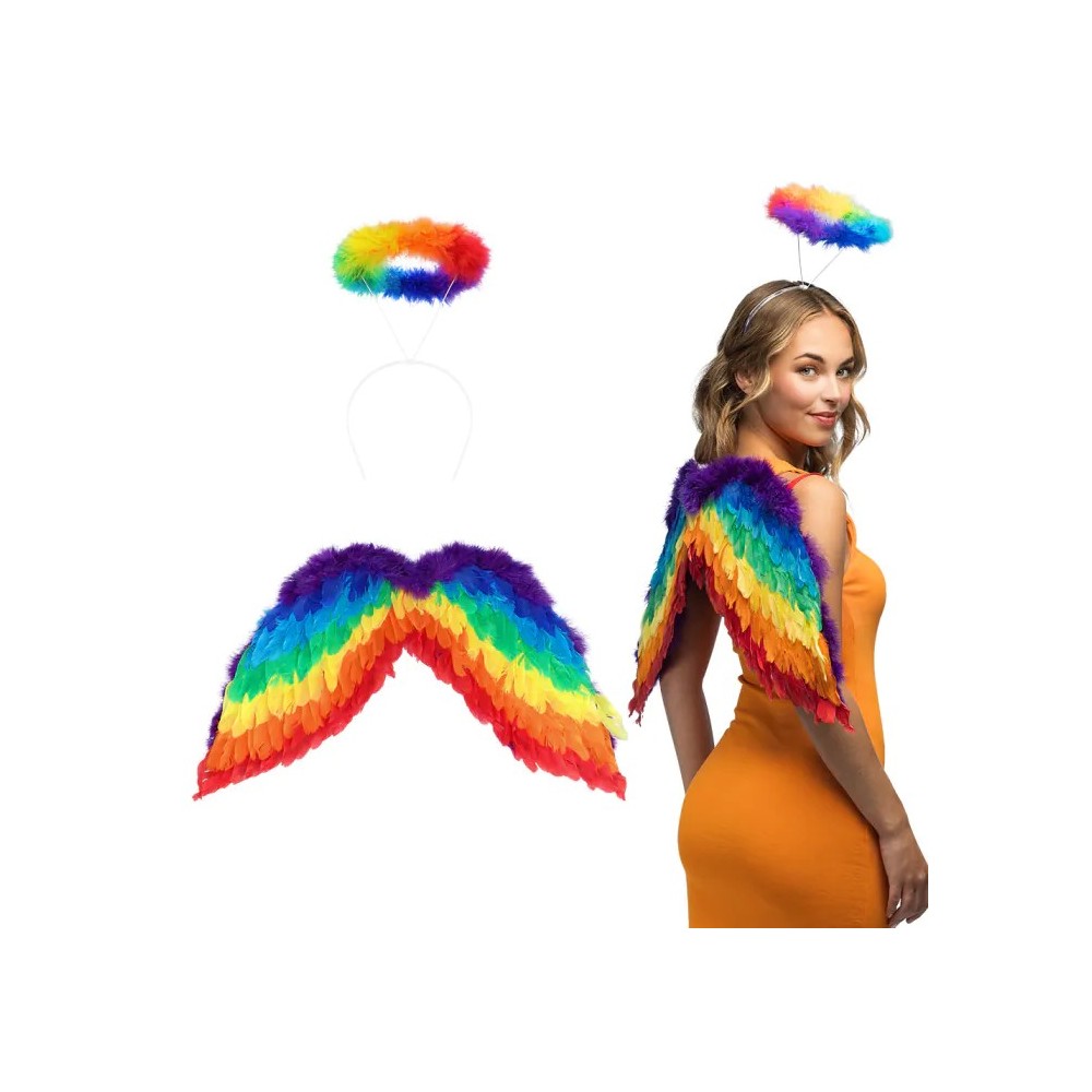 Set Ange Arc-en-ciel avec Ailes pas cher | Fiesta Factory