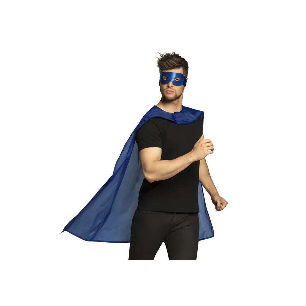 Set Héros Bleu avec Loup et Cape 90 cm Pas Cher | Fiesta Factory
