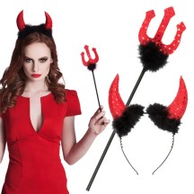 Set Diable avec Cornes et Trident 40 cm Pas Cher | Fiesta Factory