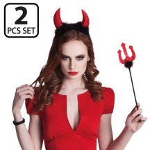 Set Diable avec Cornes et Trident 40 cm Pas Cher | Fiesta Factory