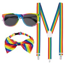 Set Classic Arc-en-ciel pas cher | Lunettes et bretelles festives | Fiesta Factory