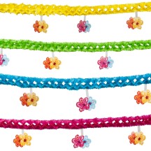 Longueur : 4 mètres • Thème : Tropical, Hawaï, Plage, Été • Impression : Double face • Coloris : 4 couleurs assorties • Matières