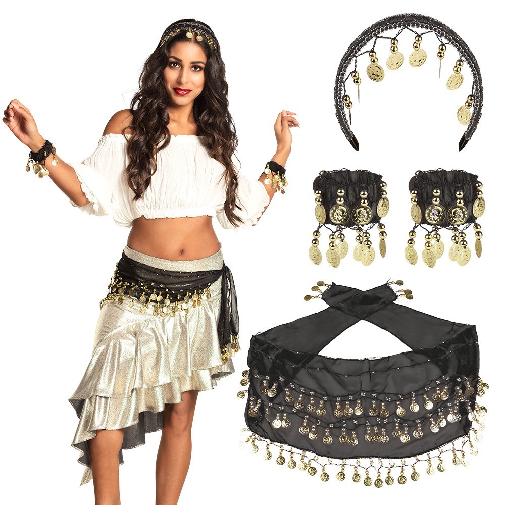Set Belly Dance Noir pas cher | Accessoires danse orientale | Fiesta Factory