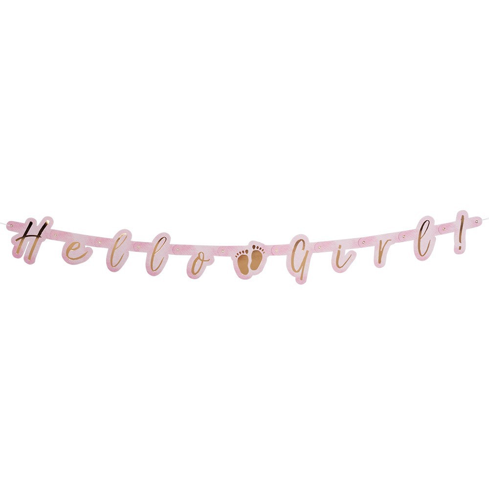 Guirlande Hello Girl 1,43 m Pas Cher | Décoration Baby Shower Fille