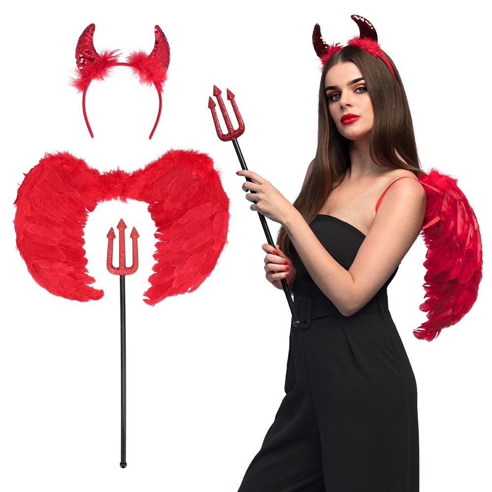 Set Diable Ailé pas cher | Accessoires démon et Halloween | Fiesta Factory