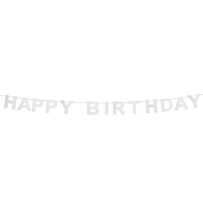 Guirlande Happy Birthday Argent Pailletée 2,25 m Pas Cher | Déco Anniversaire