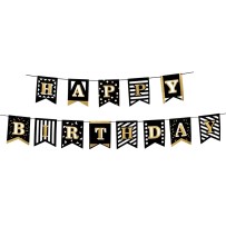 Guirlande Happy Birthday Party Time Or 2 x 2 m Pas Cher | Déco Anniversaire