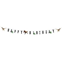 Guirlande Happy Birthday T-Rex Dinosaure 2,05 m Pas Cher | Déco Anniversaire