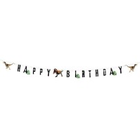 Guirlande Happy Birthday T-Rex Dinosaure 2,05 m Pas Cher | Déco Anniversaire