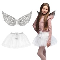 Set Enfant Ange Argent pas cher | Accessoires ange argenté enfant | Fiesta Factory