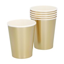Set de Table Or Pas Cher - 6 Assiettes, 6 Gobelets et 12 Serviettes