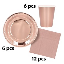 Ensemble de Table Or Rose Pas Cher | Décoration Élégante pour Fête
