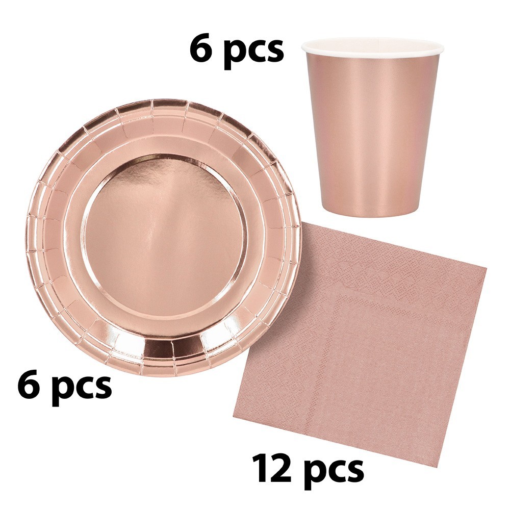 Ensemble de Table Or Rose Pas Cher | Décoration Élégante pour Fête