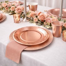 Ensemble de Table Or Rose Pas Cher | Décoration Élégante pour Fête