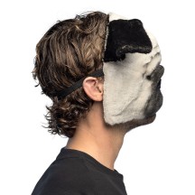 Masque peluche Carlin (Pug) adulte | Demi-masque animal pour carnaval et soirée déguisée