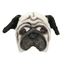 Masque peluche Carlin (Pug) adulte | Demi-masque animal pour carnaval et soirée déguisée