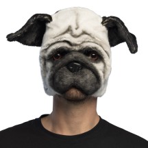 Masque peluche Carlin (Pug) adulte | Demi-masque animal pour carnaval et soirée déguisée