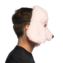 Demi-masque peluche Caniche rose adulte pas cher