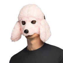 Demi-masque peluche Caniche rose adulte pas cher