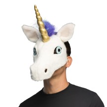 Demi-masque peluche Licorne réaliste adulte pas cher