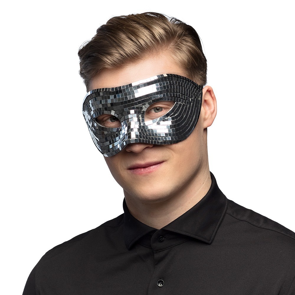 Loup Disco Argent à facettes | Masque disco pas cher