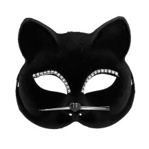 Demi-masque Chat Noir à strass | Masque félin pas cher