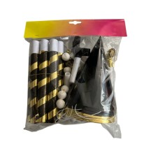 Set Cotillons 10 Personnes OR/NOIR – Kit Complet - 49001 - Cotillons