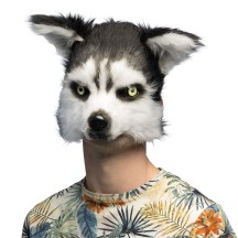 Masque peluche Husky adulte pas cher | Demi-masque déguisement