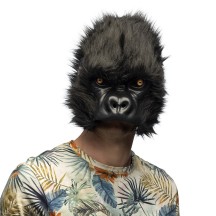 Masque peluche Gorille adulte pas cher | Demi-masque déguisement