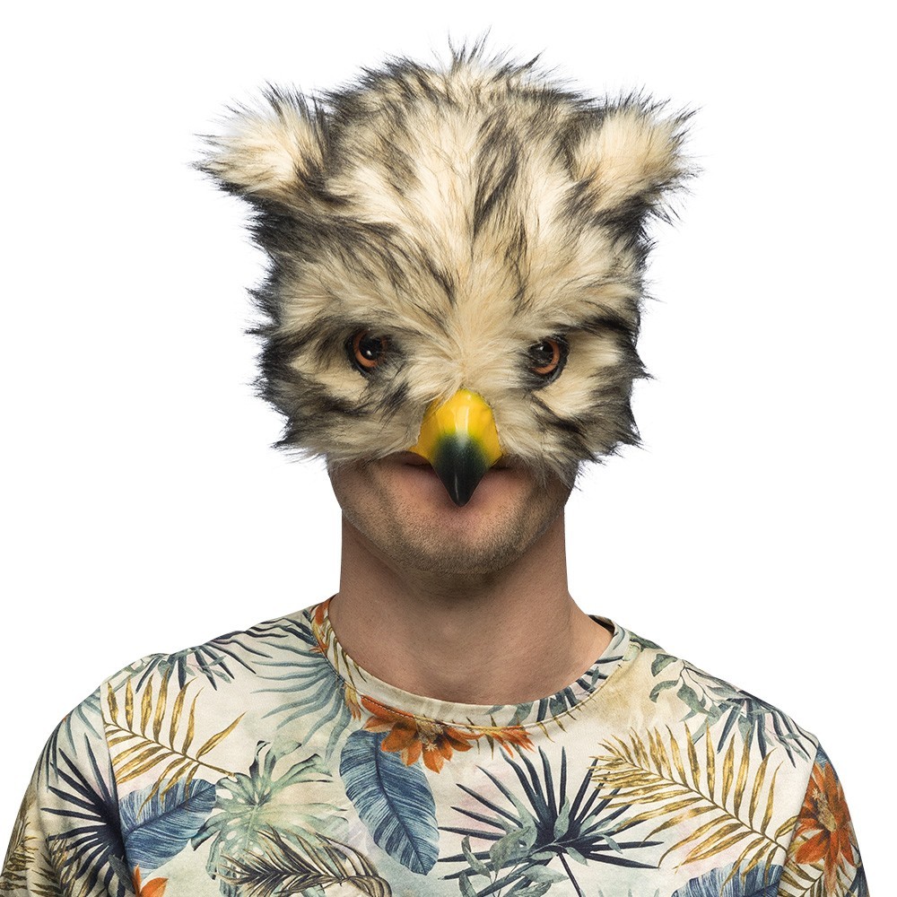 Masque peluche Hibou adulte pas cher | Demi-masque carnaval
