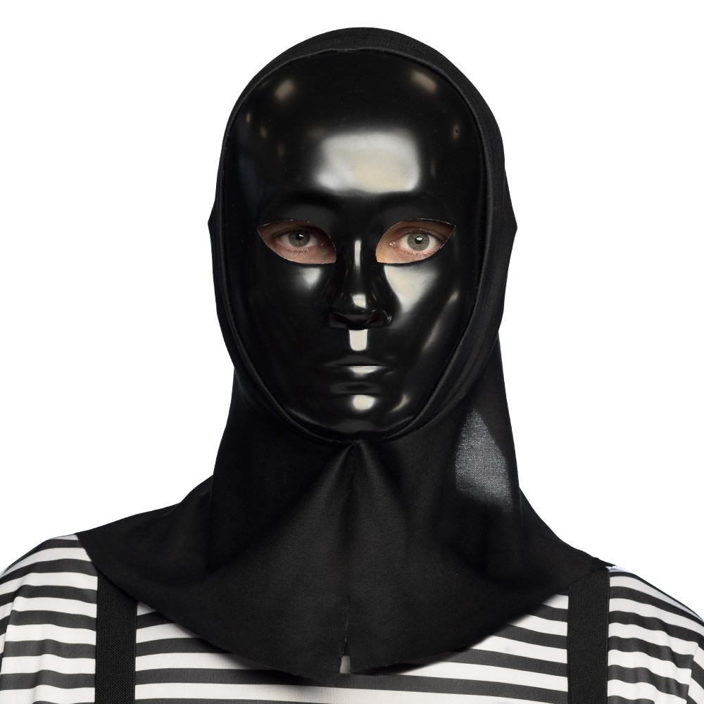 Masque Mime noir avec capuche pas cher | Masque Halloween adulte