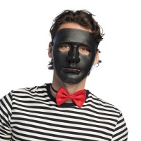 Masque Mime Théâtre noir pas cher | Masque visage adulte