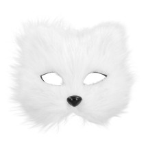 Demi-masque peluche Chat blanc pas cher | Masque chat adulte