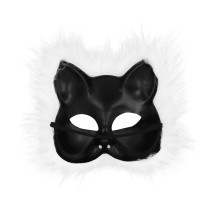 Demi-masque peluche Chat blanc pas cher | Masque chat adulte