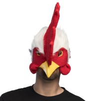 Demi-masque peluche Coq pas cher | Masque coq adulte carnaval