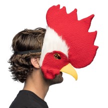 Demi-masque peluche Coq pas cher | Masque coq adulte carnaval