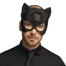 Demi-masque Chat Mirage Noir à Strass Pas Cher | Bal Masqué