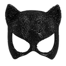 Demi-masque Chat Mirage Noir à Strass Pas Cher | Bal Masqué